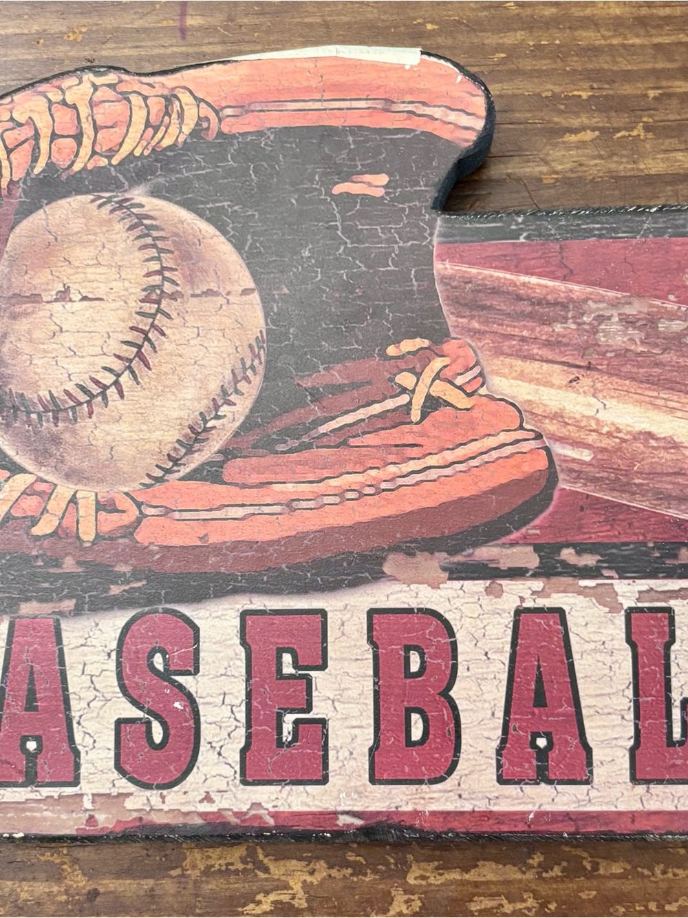 Hobby Lobby Baseball Wall Decor in Red and Brown
